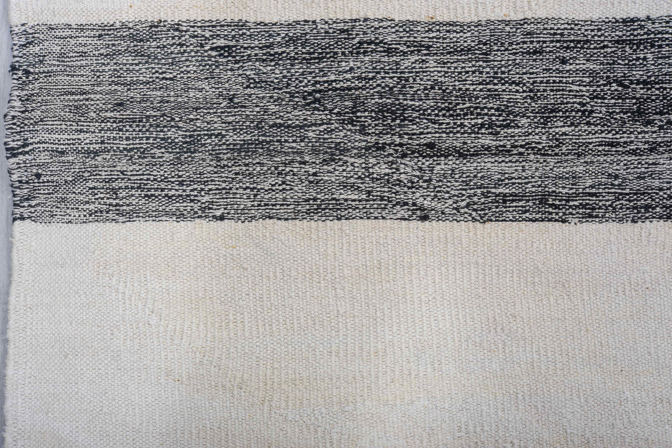 8' x 11' one-of-a-kind handmade vintage Kilim large size rug. Color palette: ivory, black, charcoal, cream, gray