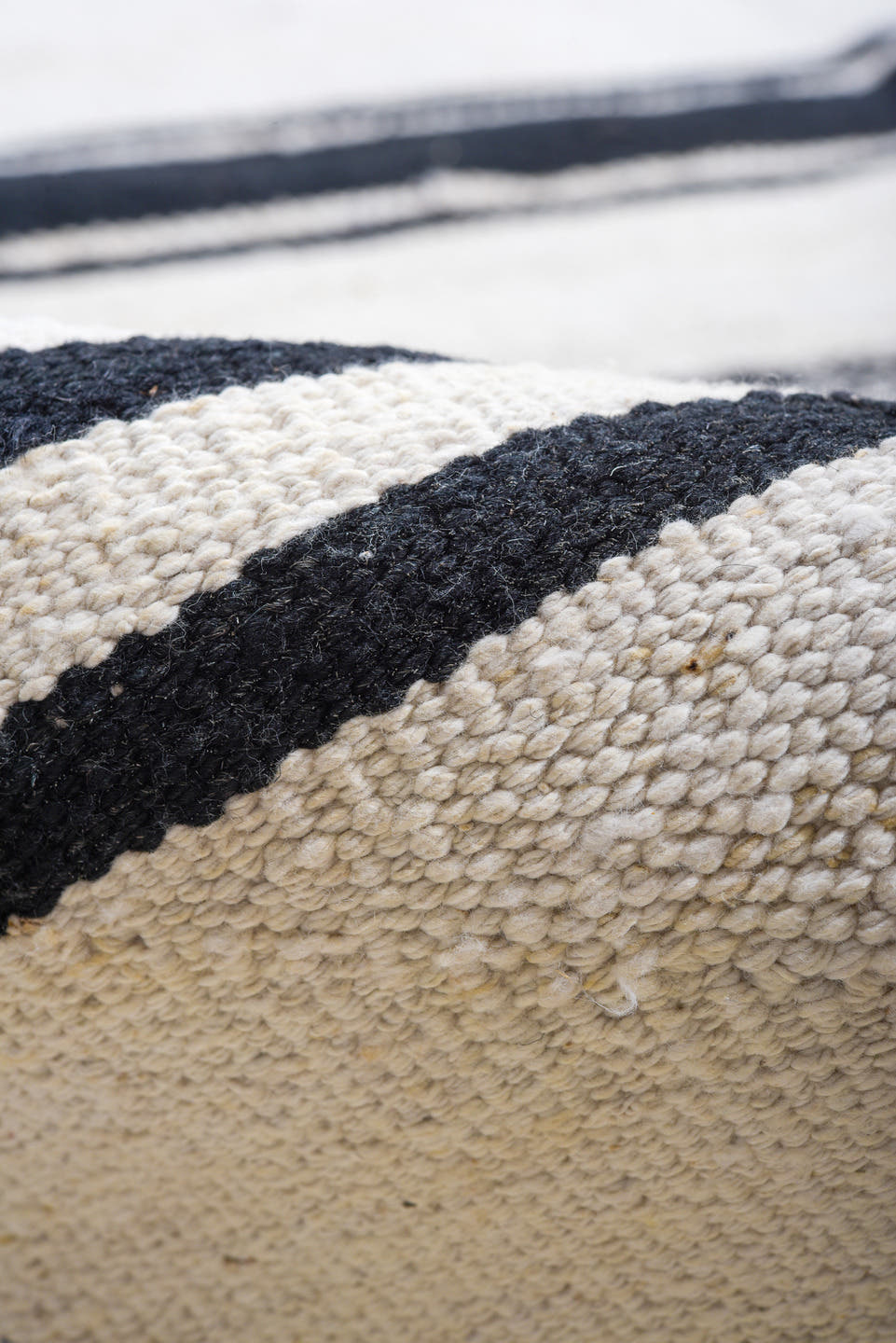 8' x 11' one-of-a-kind handmade vintage Kilim large size rug. Color palette: ivory, black, charcoal, cream, gray