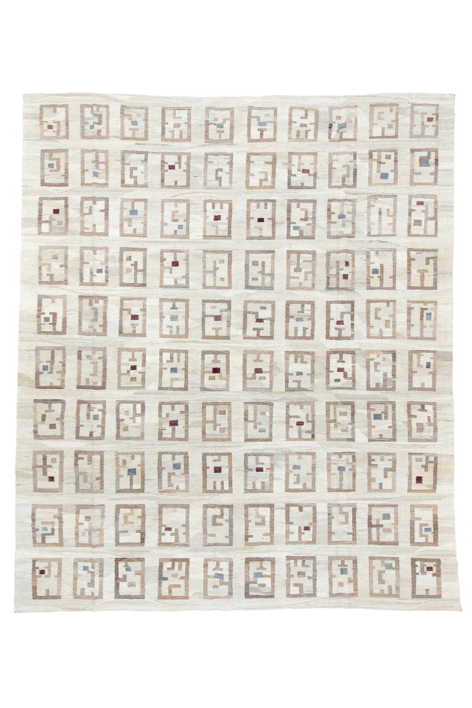 12' x 14' one-of-a-kind handmade vintage Kilim oversize rug. Color palette: black, charcoal, dark gray, gainsboro, gray