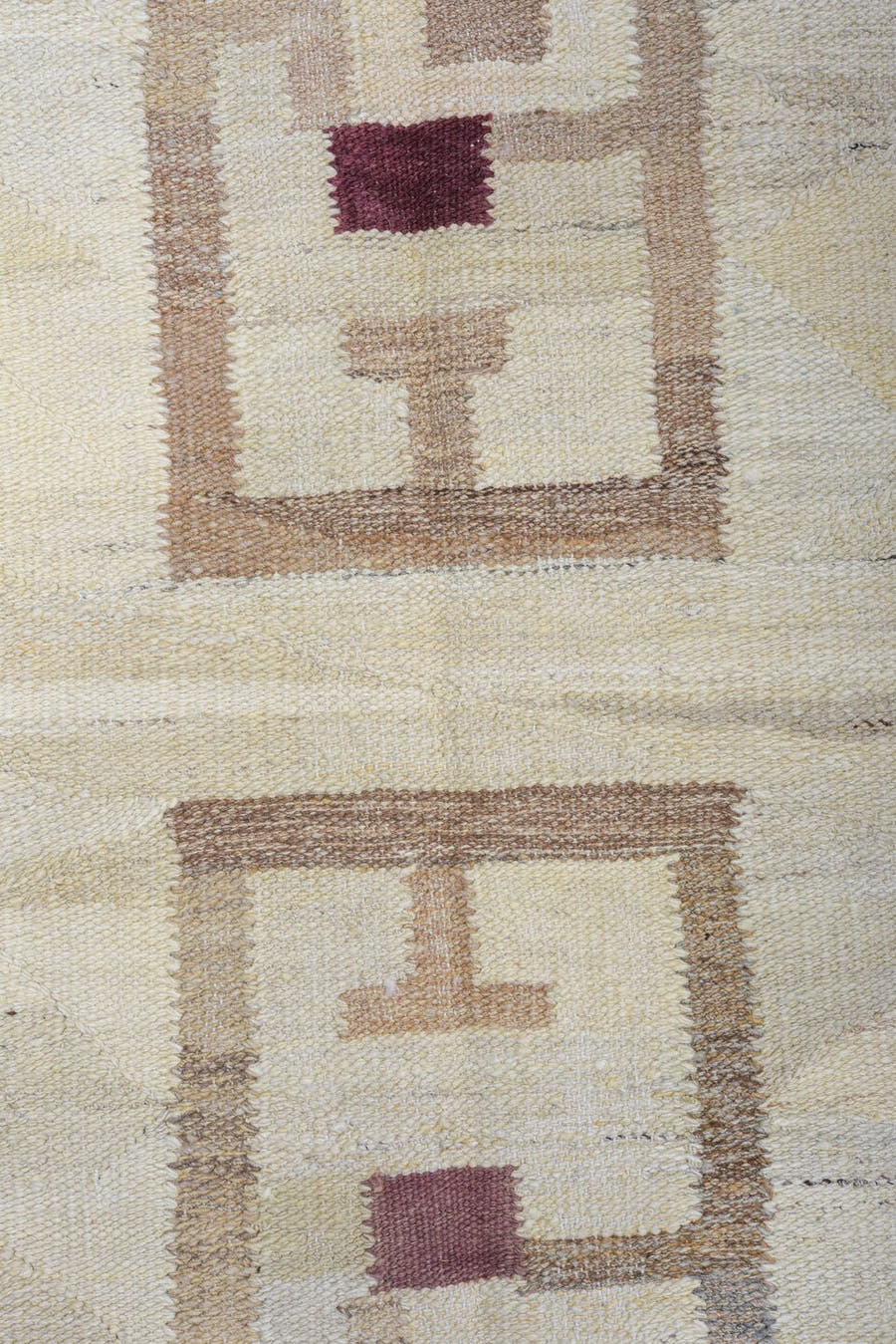 12' x 14' one-of-a-kind handmade vintage Kilim oversize rug. Color palette: ivory, taupe, beige, camel, slate, burgundy