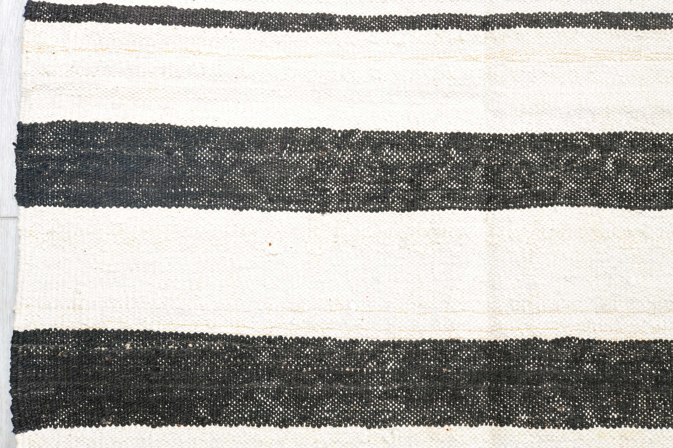 14' x 18' one-of-a-kind handmade vintage Tulu oversize rug. Color palette: ivory, charcoal, gray, black