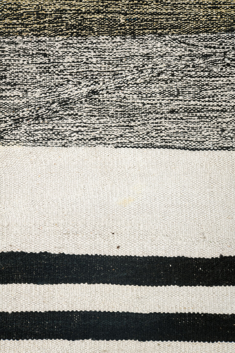 13' x 19' one-of-a-kind handmade vintage Kilim oversize rug. Color palette: ivory, black, charcoal, cream, gray