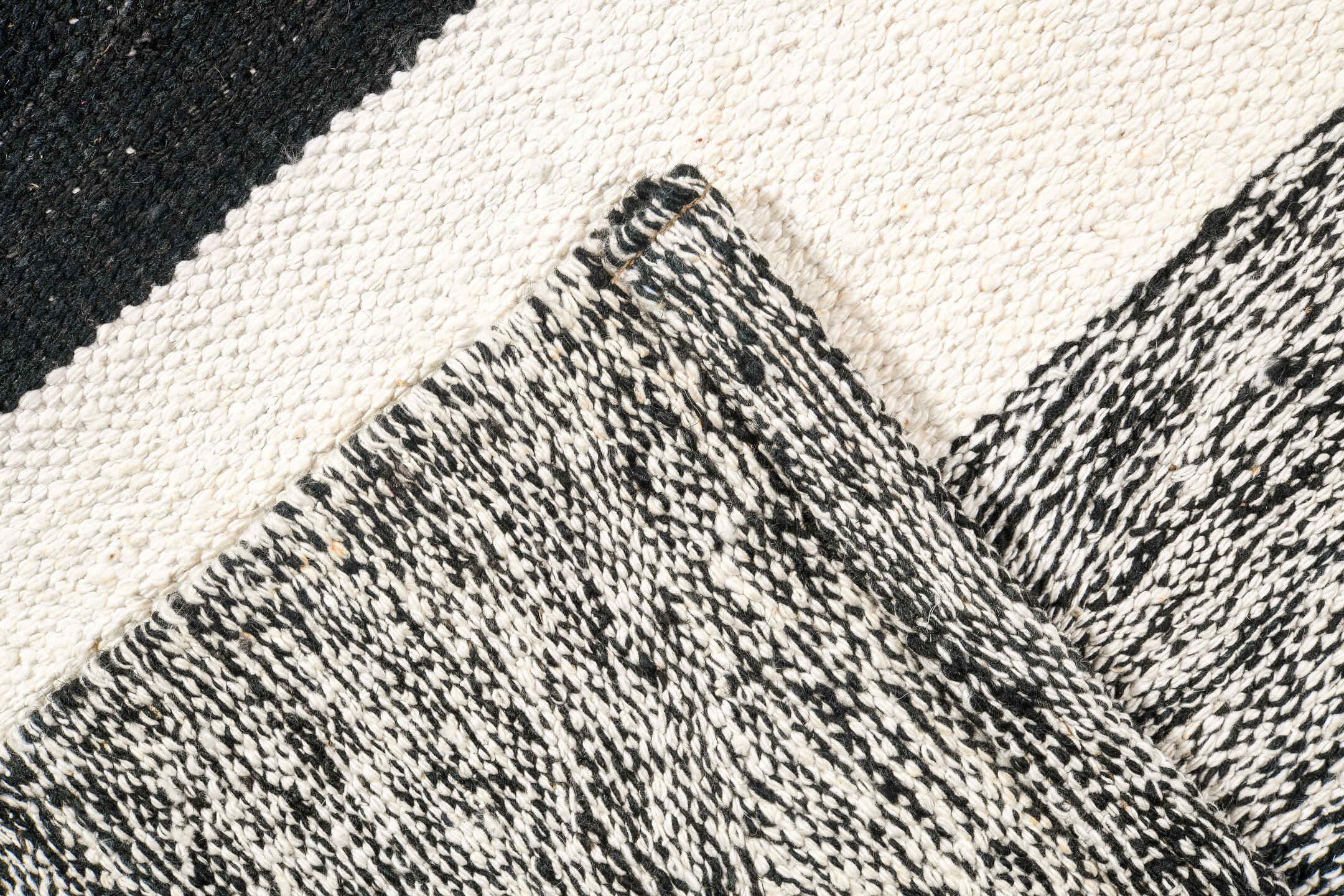 13' x 19' one-of-a-kind handmade vintage Kilim oversize rug. Color palette: ivory, black, charcoal, cream, gray