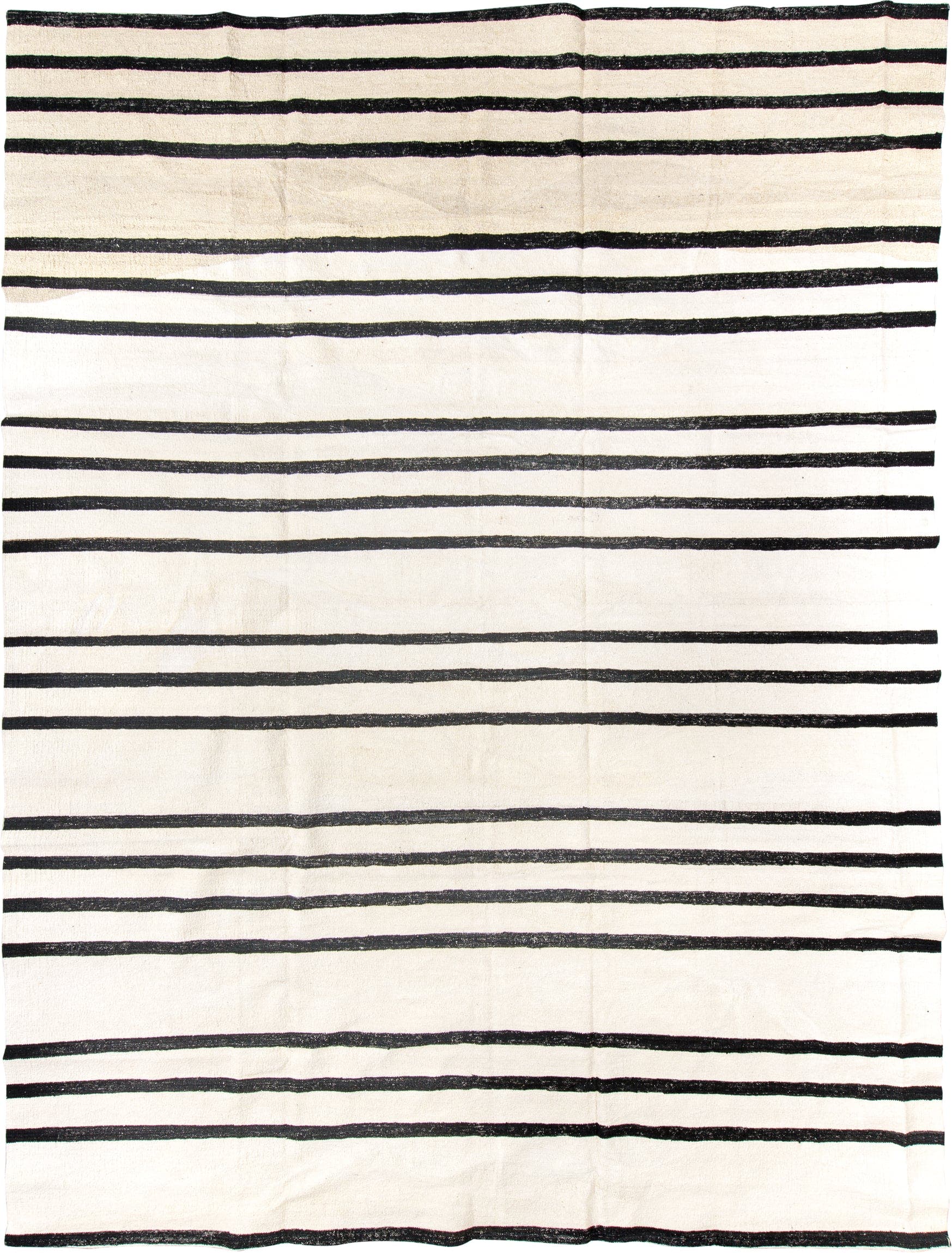 10' x 13' one-of-a-kind handmade vintage Kilim large size rug. Color palette: ivory, charcoal, gray, black