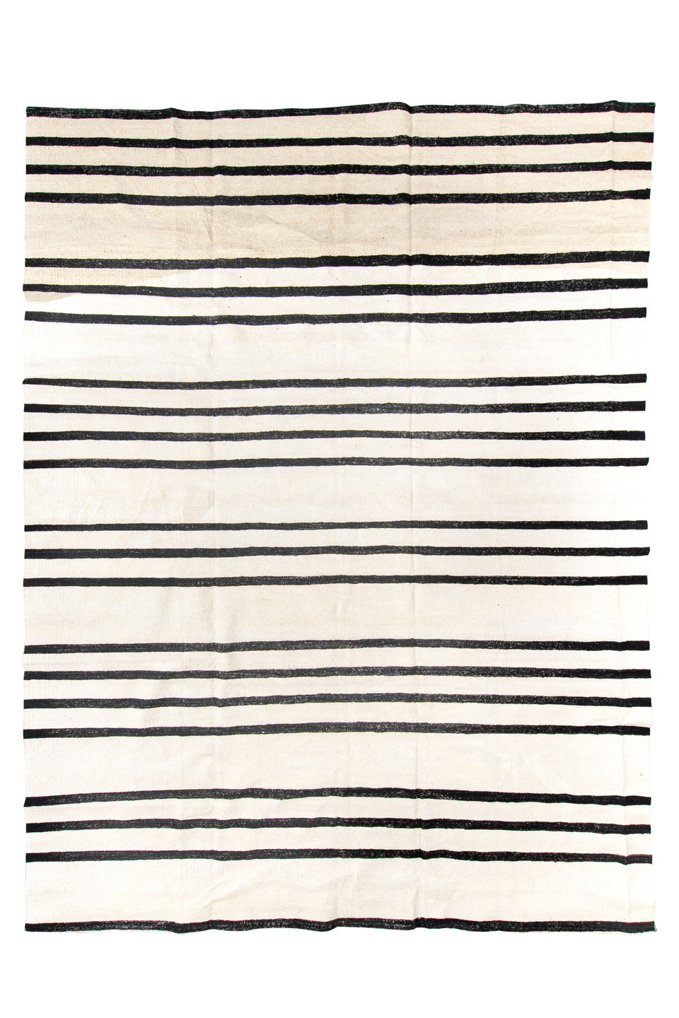 10' x 13' one-of-a-kind handmade vintage Kilim large size rug. Color palette: antiquewhite, black, blue, brown, charcoal