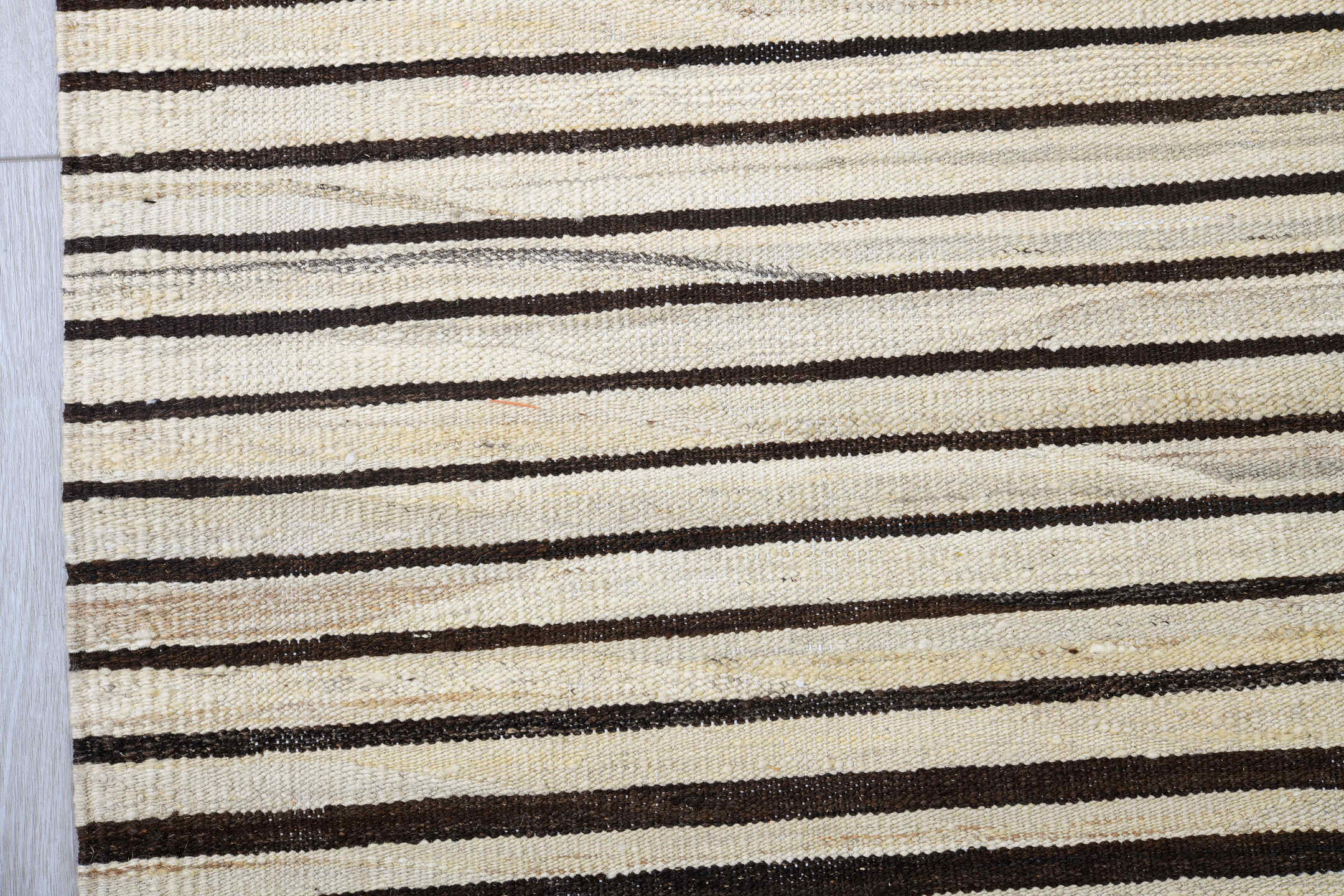 8' x 9' one-of-a-kind handmade vintage Kilim rug. Color palette: ivory, brown, cream, taupe, beige, gray