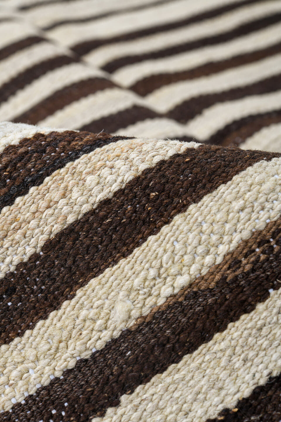 8' x 9' one-of-a-kind handmade vintage Kilim rug. Color palette: ivory, brown, cream, taupe, beige, gray