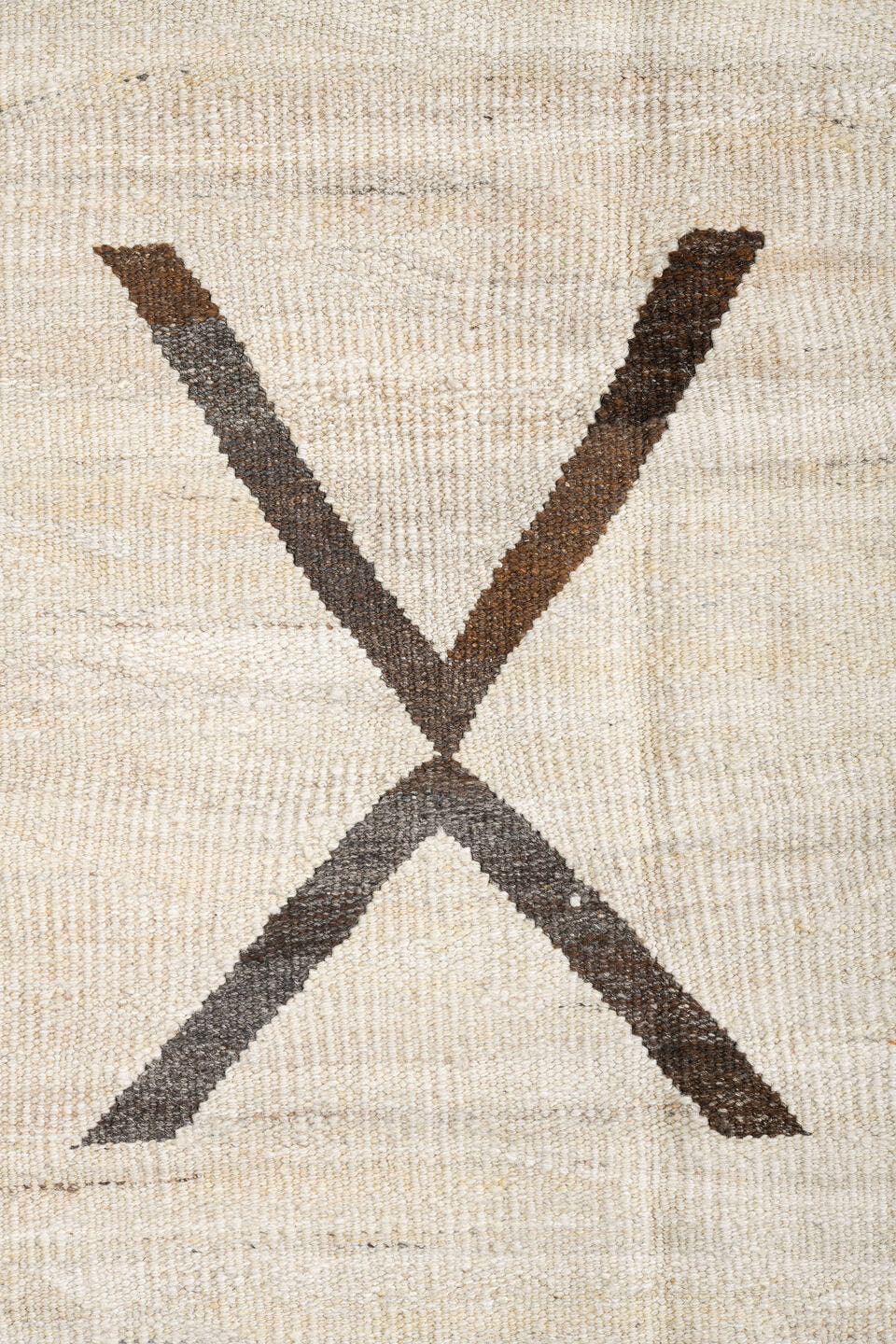 14' x 15' one-of-a-kind handmade vintage Kilim oversize rug. Color palette: ivory, brown, taupe, beige, gray