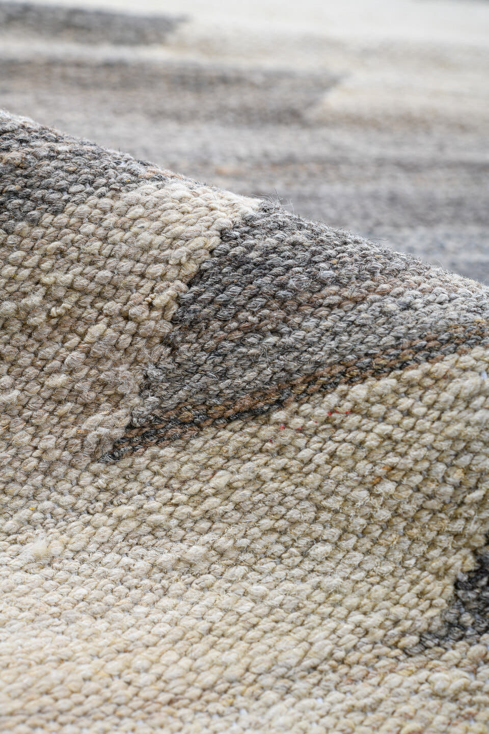 12' x 15' one-of-a-kind handmade vintage Kilim oversize rug. Color palette: ivory, gray, taupe, greige, beige