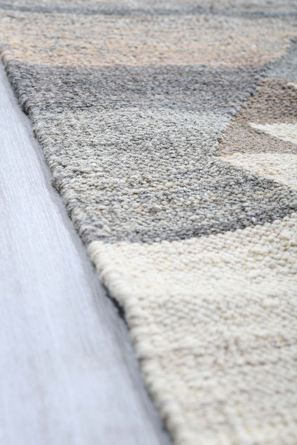 12' x 15' one-of-a-kind handmade vintage Kilim oversize rug. Color palette: ivory, gray, taupe, greige, beige