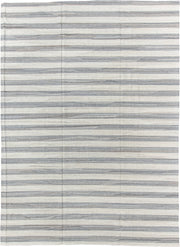 10' x 13' one-of-a-kind handmade vintage Kilim large size rug. Color palette: ivory, gray, slate, cream