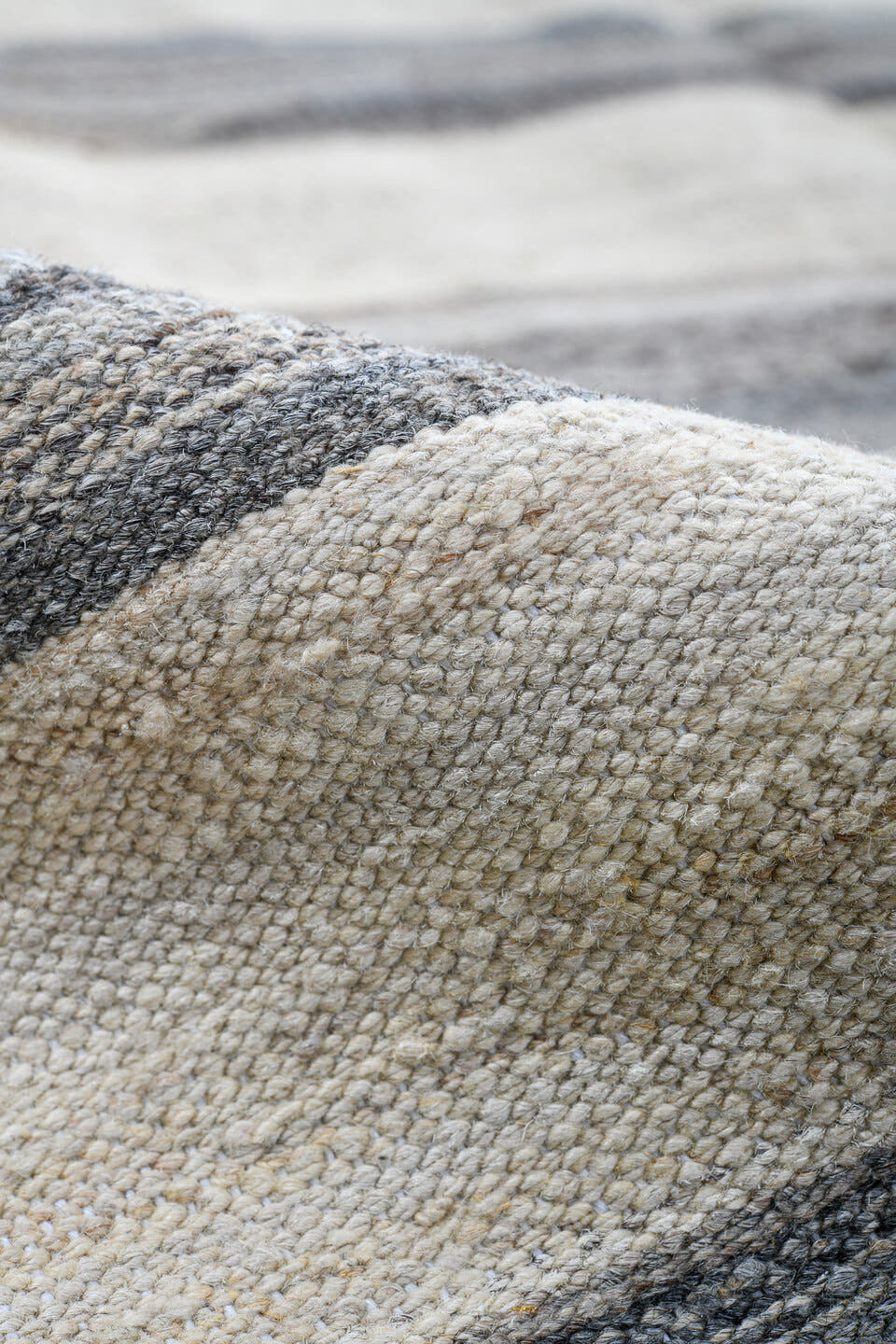10' x 13' one-of-a-kind handmade vintage Kilim large size rug. Color palette: ivory, gray, slate, cream