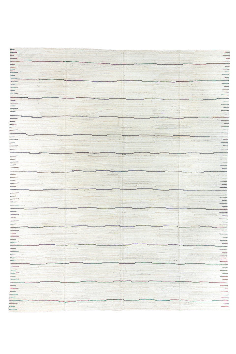 13' x 15' one-of-a-kind handmade vintage Kilim oversize rug. Color palette: black, charcoal, dark gray, gainsboro, gray