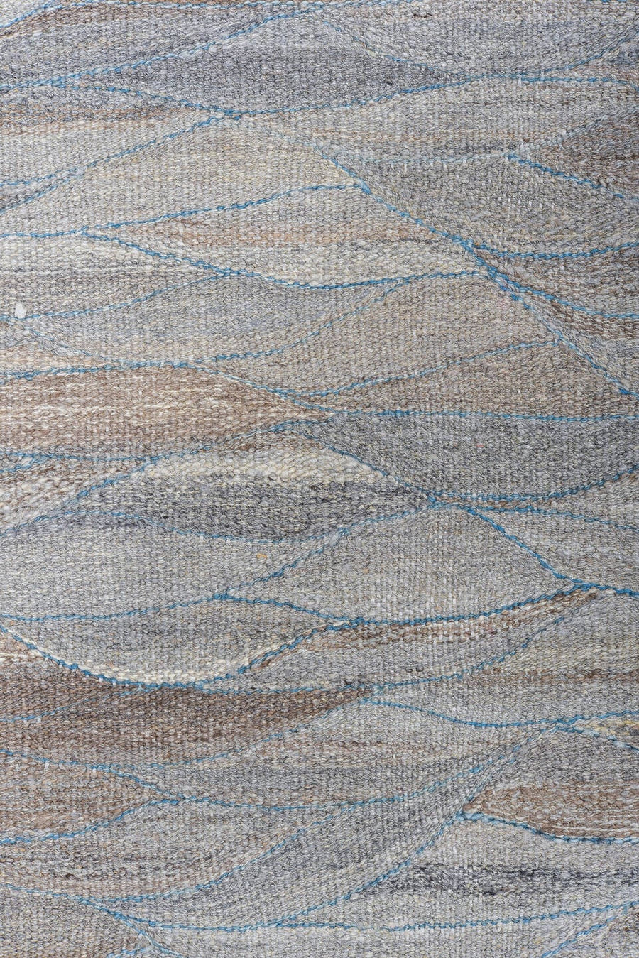 8' x 11' one-of-a-kind handmade vintage Kilim large size rug. Color palette: gray, taupe, ivory, slate, camel, pale blue
