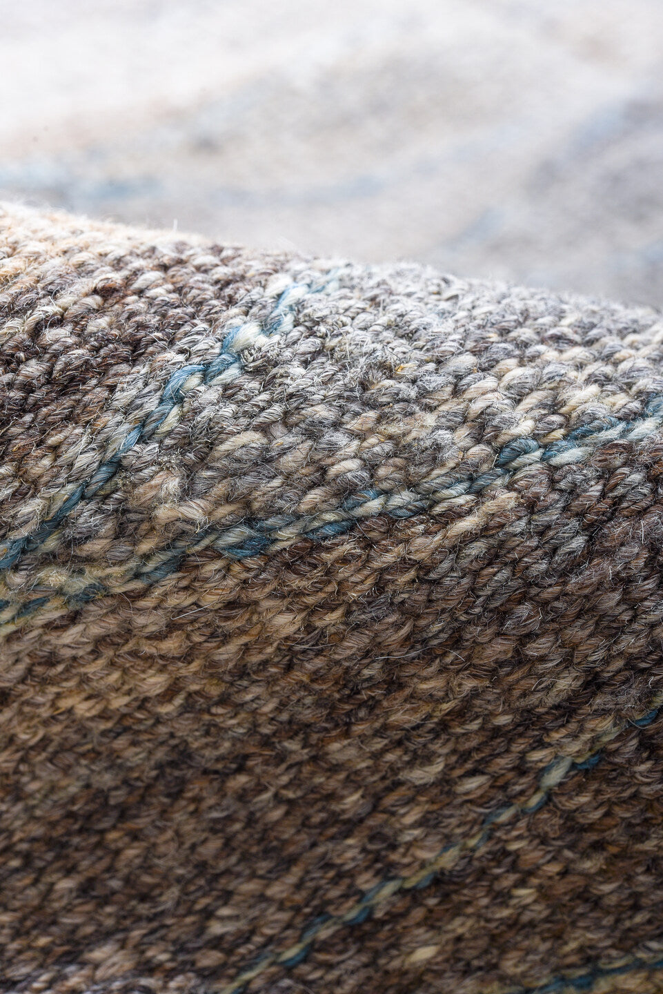 8' x 11' one-of-a-kind handmade vintage Kilim large size rug. Color palette: blue, dim gray, gray, light blue, light gray