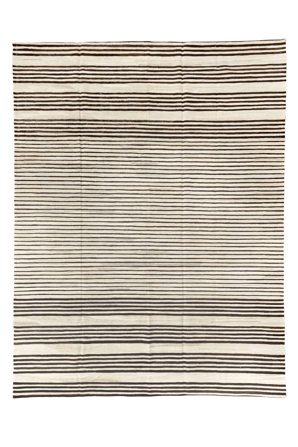 8' x 11' one-of-a-kind handmade vintage Kilim large size rug. Color palette: beige, black, brown, charcoal, dark gray, gray