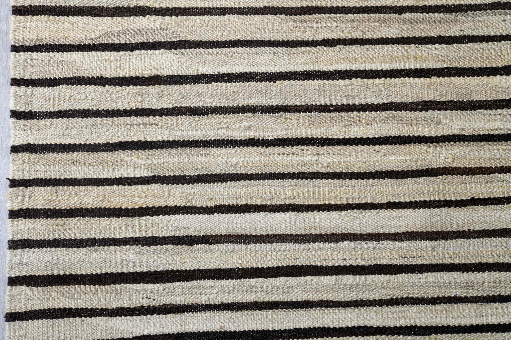 8' x 11' one-of-a-kind handmade vintage Kilim large size rug. Color palette: ivory, dark_brown, cream, brown