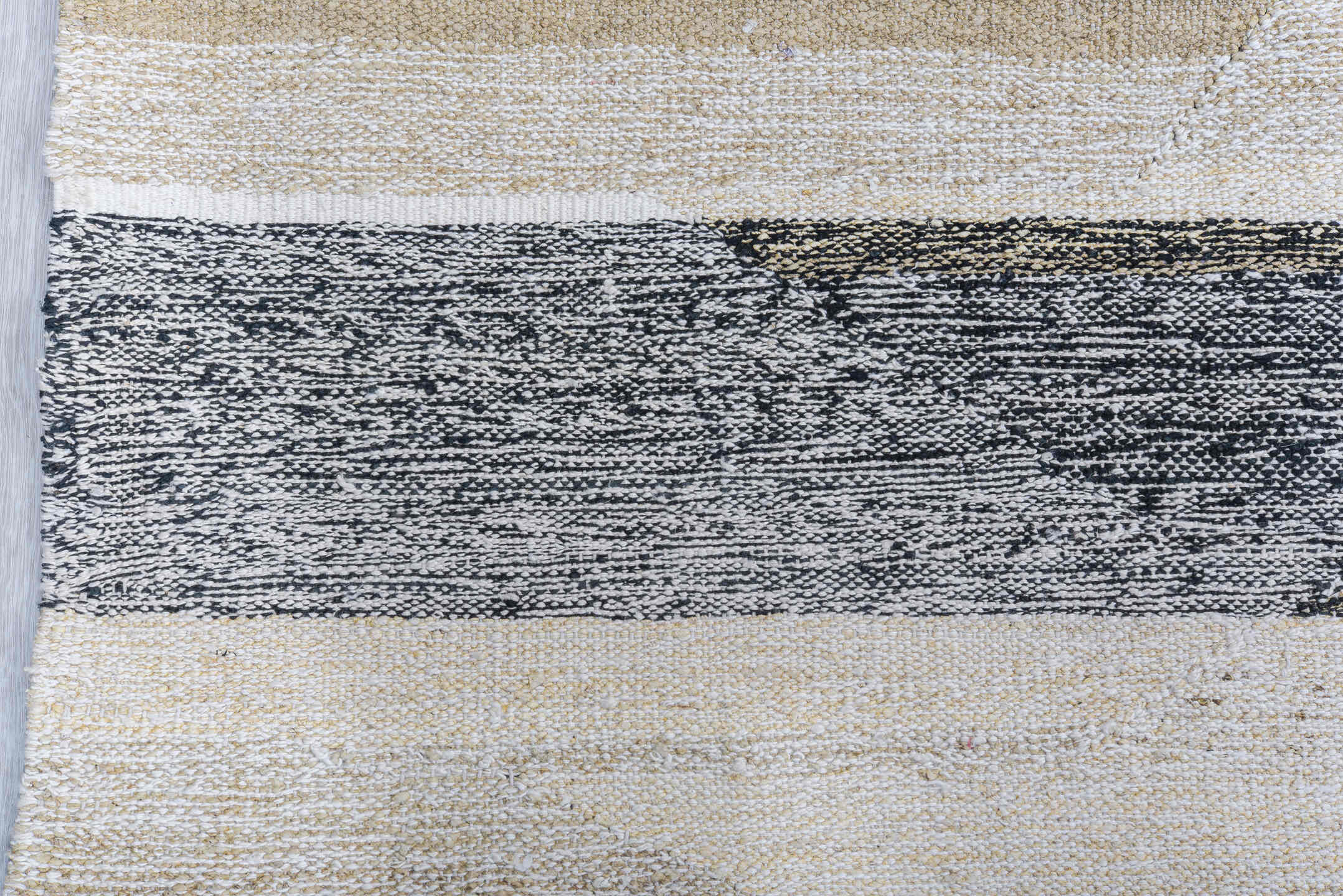 11' x 14' one-of-a-kind handmade vintage Kilim oversize rug. Color palette: ivory, charcoal, black, cream, gray