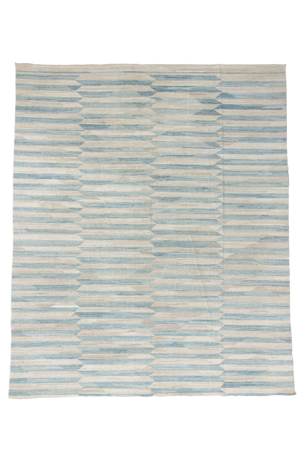 12' x 14' one-of-a-kind handmade vintage Kilim oversize rug. Color palette: black, blue, charcoal, gainsboro, gray