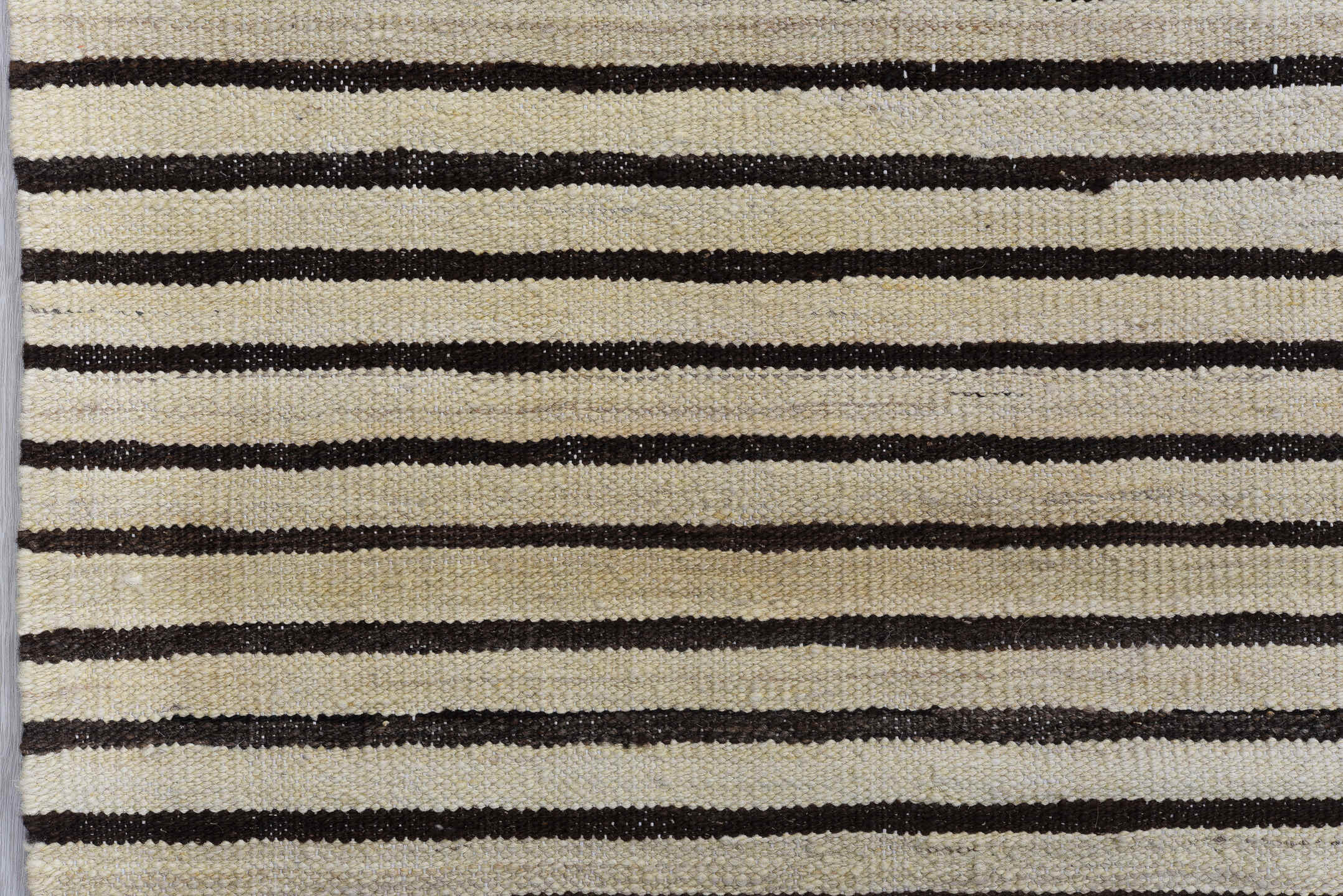 10' x 13' one-of-a-kind handmade vintage Kilim large size rug. Color palette: ivory, brown, charcoal, black, gray