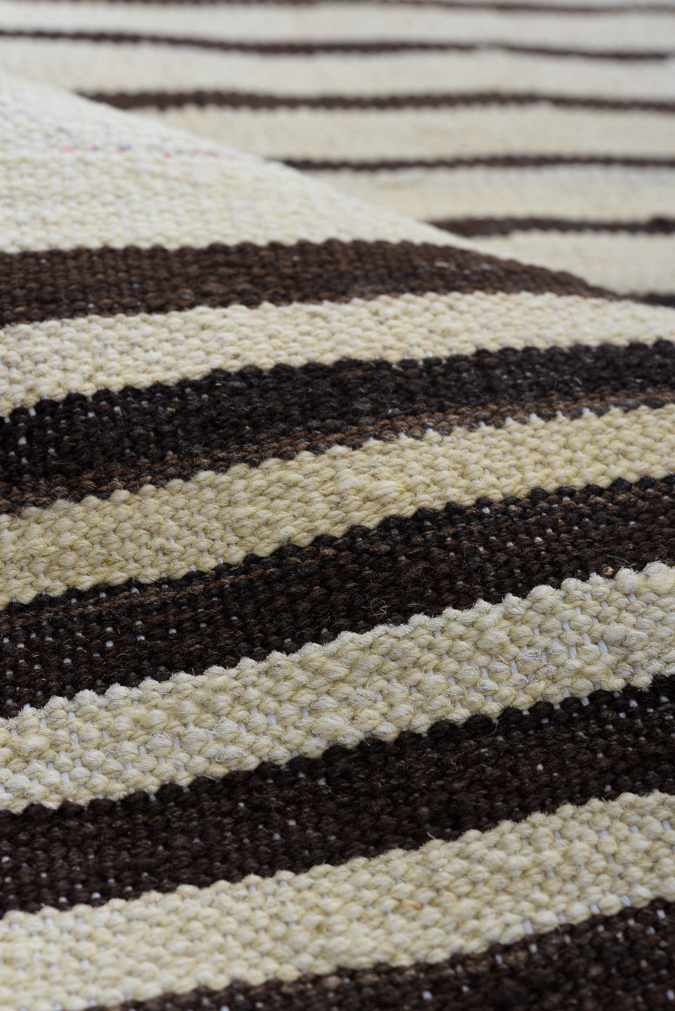 10' x 13' one-of-a-kind handmade vintage Kilim large size rug. Color palette: ivory, brown, charcoal, black, gray