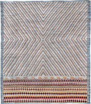 18' x 20' one-of-a-kind handmade vintage Tulu oversize rug. Color palette: ivory, burgundy, sky_blue, saffron, coral