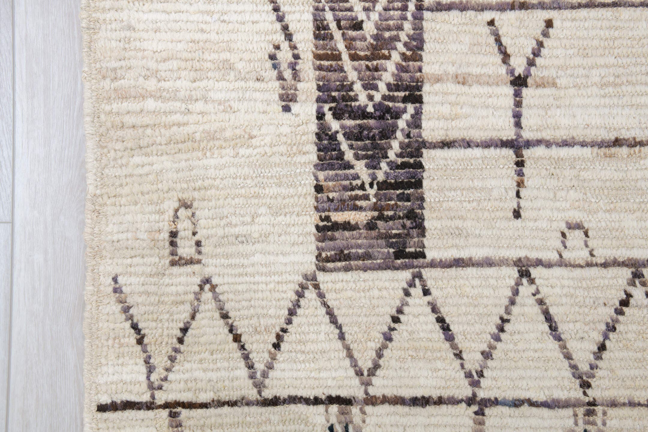 10' x 14' one-of-a-kind handmade vintage Tulu large size rug. Color palette: ivory, charcoal, taupe, gray, black, beige