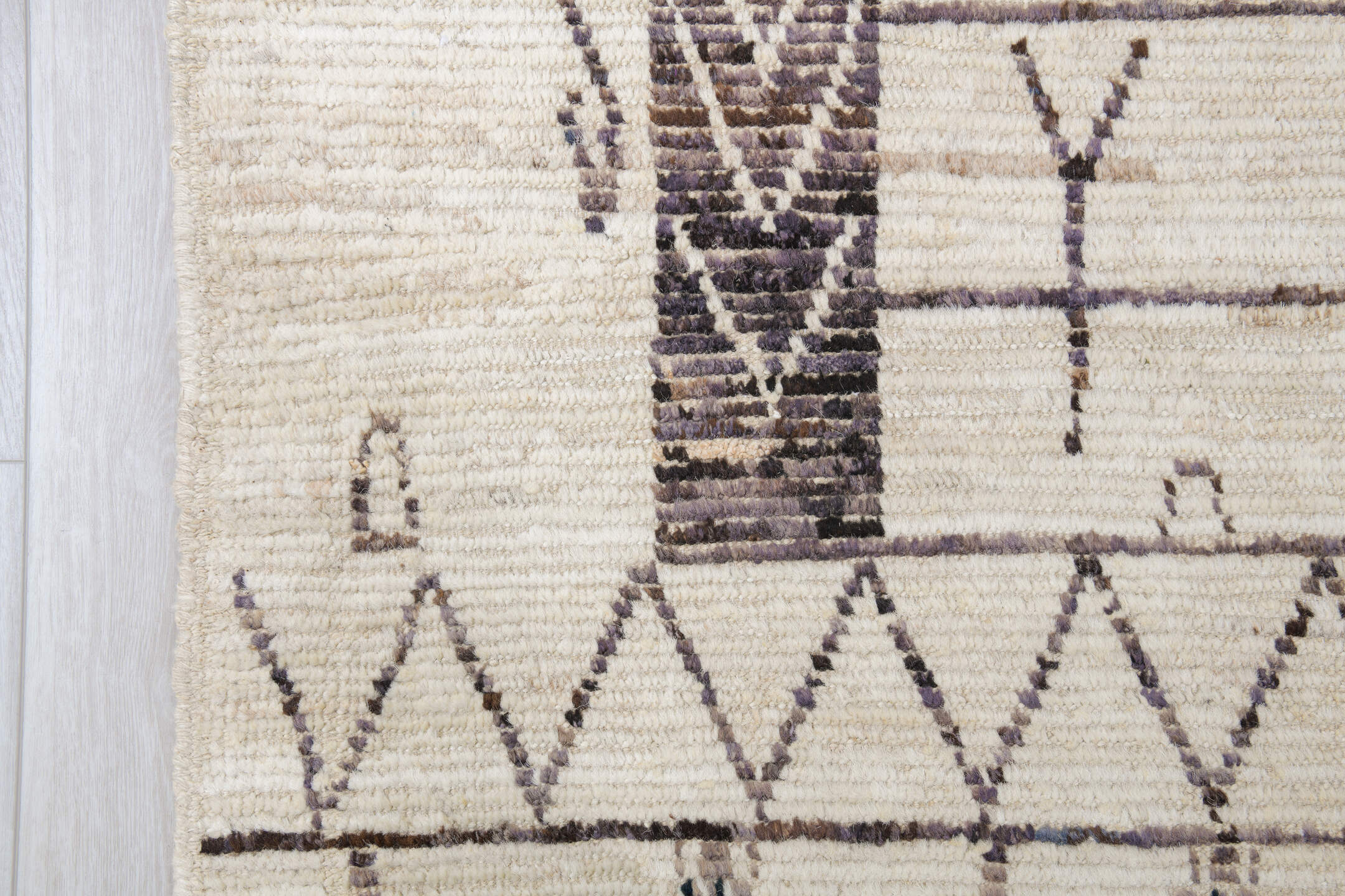 10' x 14' one-of-a-kind handmade vintage Tulu large size rug. Color palette: ivory, charcoal, taupe, gray, black, beige