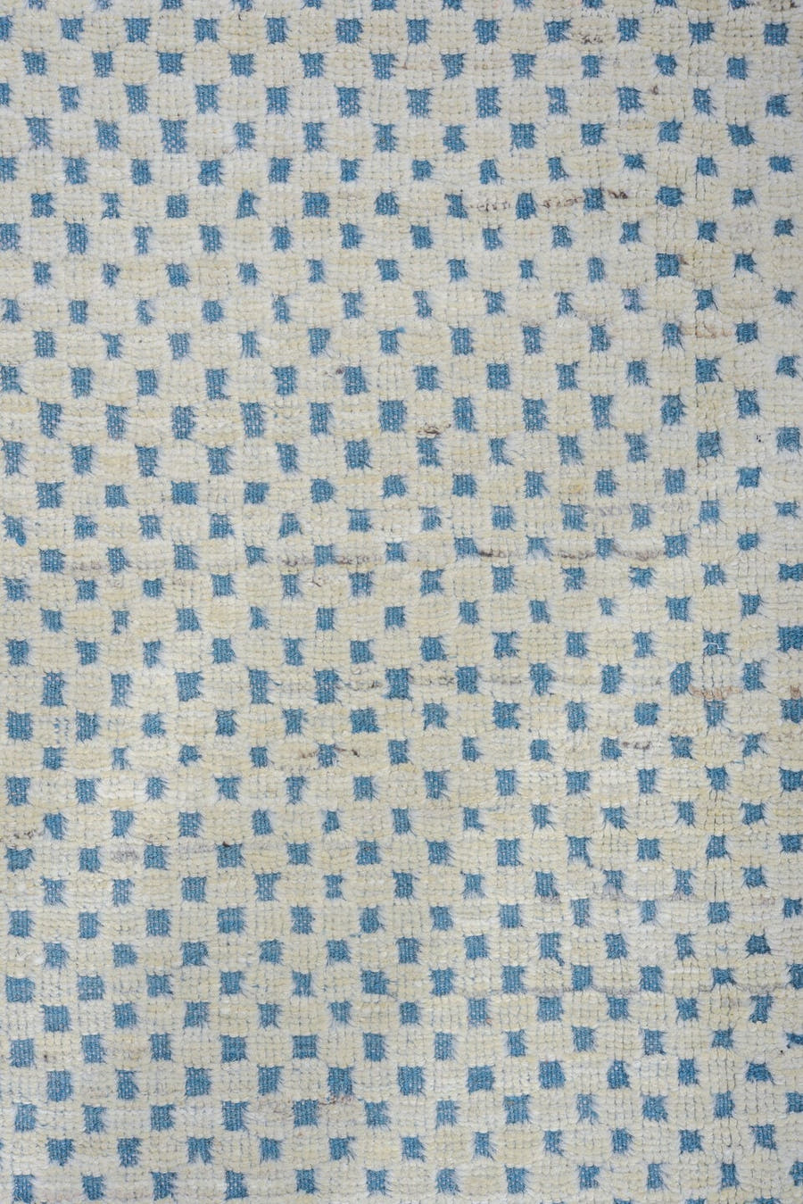 7' x 10' one-of-a-kind handmade vintage Tulu large size rug. Color palette: ivory, sky blue, light blue