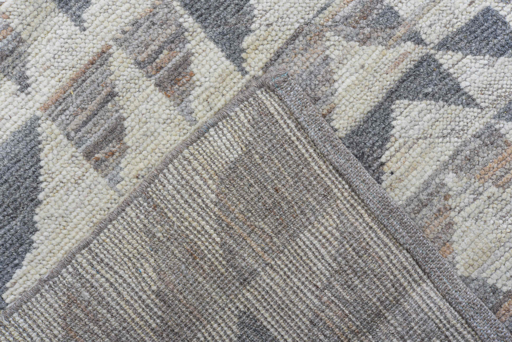 10' x 14' one-of-a-kind handmade vintage Kilim large size rug. Color palette: ivory, gray, taupe, beige, slate