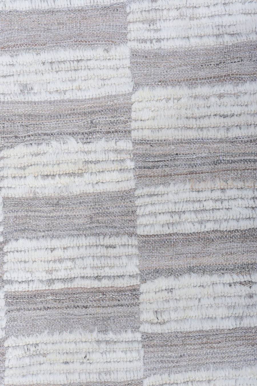 6' x 9' one-of-a-kind handmade vintage Tulu medium size rug. Color palette: ivory, taupe, gray, cream, beige