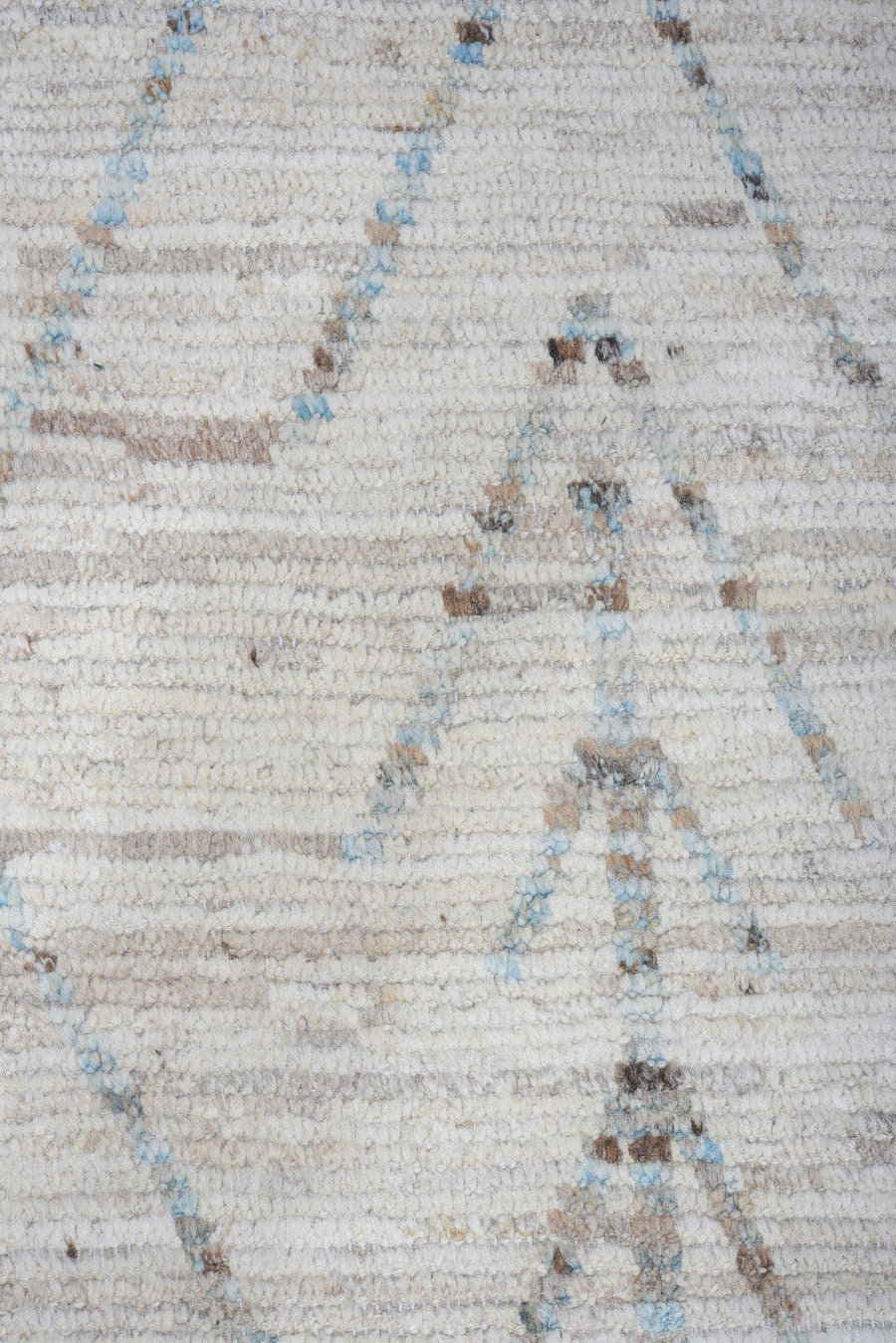10' x 13' one-of-a-kind handmade vintage Tulu large size rug. Color palette: ivory, sky blue, taupe, light gray, charcoal