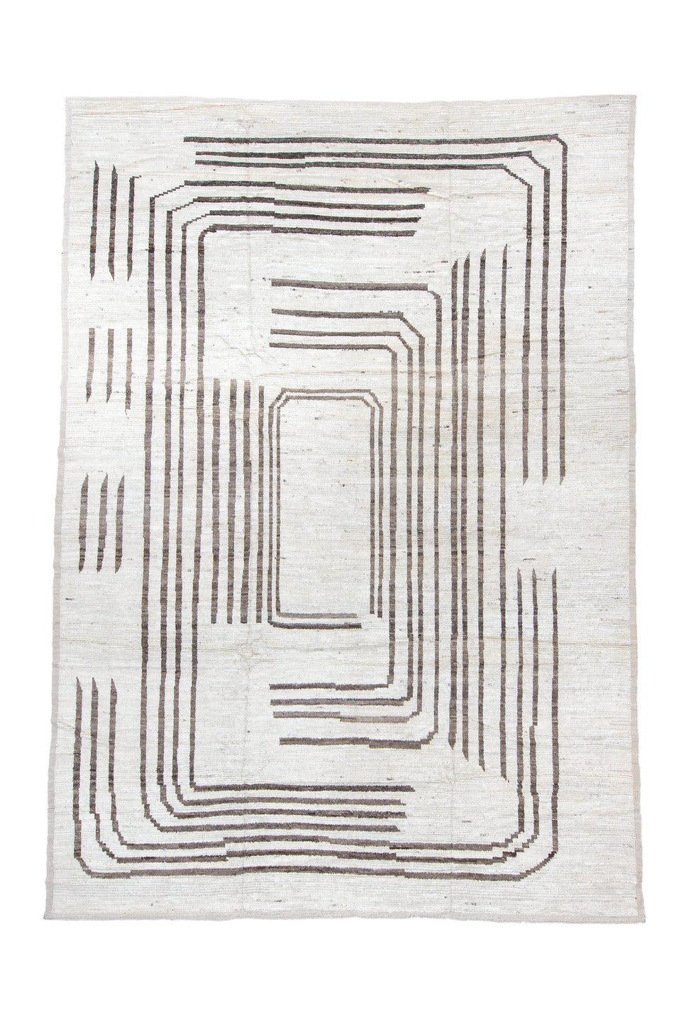 10' x 14' one-of-a-kind handmade vintage Tulu large size rug. Color palette: black, charcoal, dark gray, dim gray, gainsboro