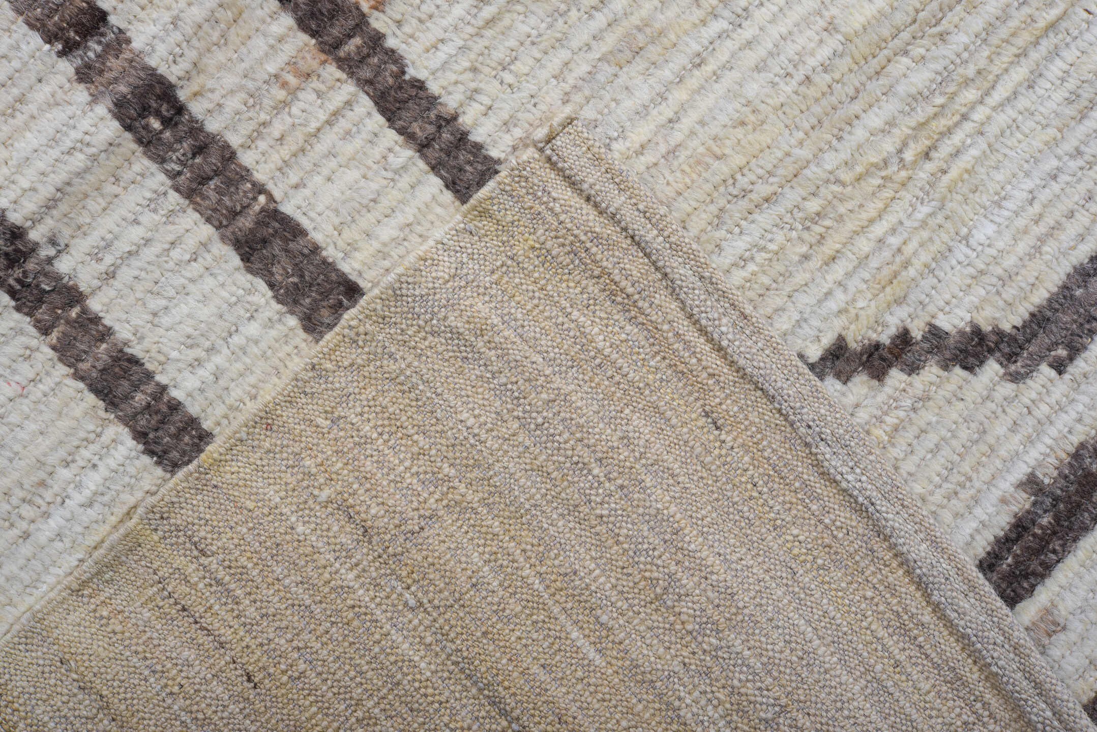 10' x 14' one-of-a-kind handmade vintage Tulu large size rug. Color palette: ivory, charcoal, taupe, gray, black, beige