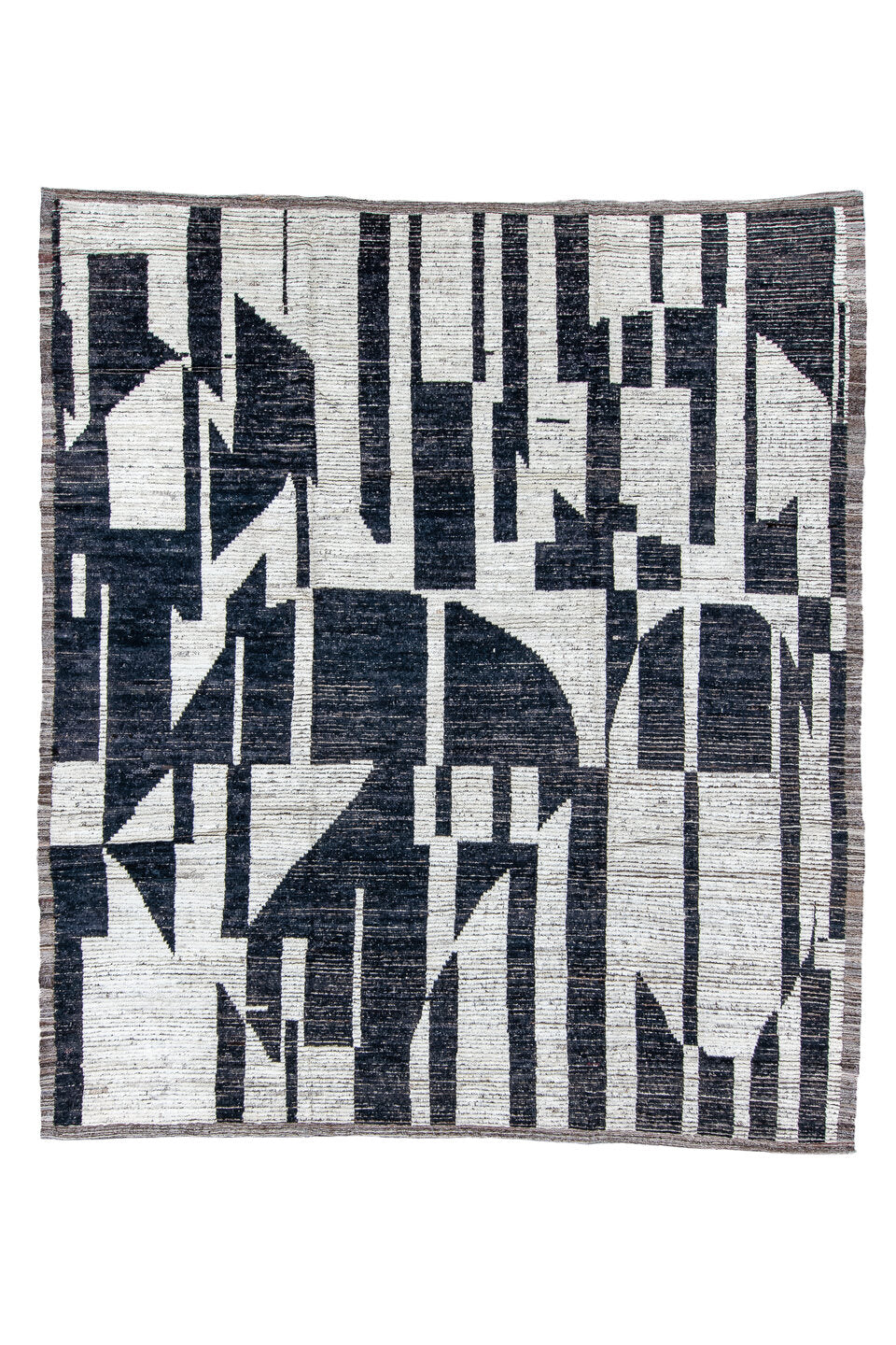 9' x 11' one-of-a-kind handmade vintage Tulu large size rug. Color palette: blue, dark gray, fiord, gainsboro, gray