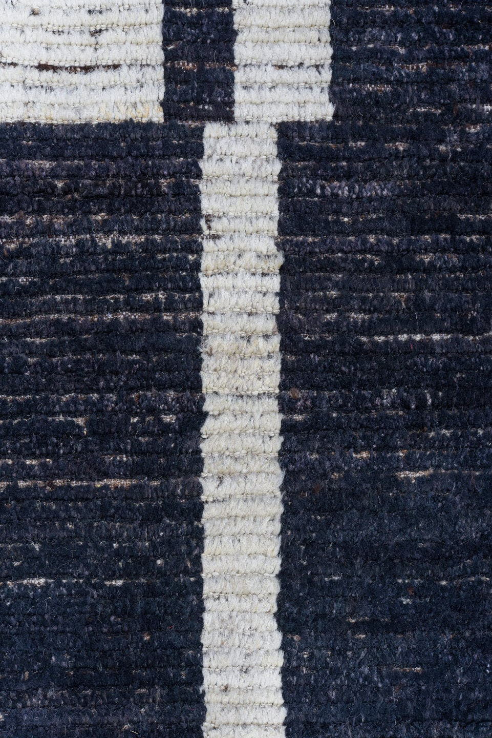 9' x 11' one-of-a-kind handmade vintage Tulu large size rug. Color palette: ivory, charcoal, slate, taupe, gray, black