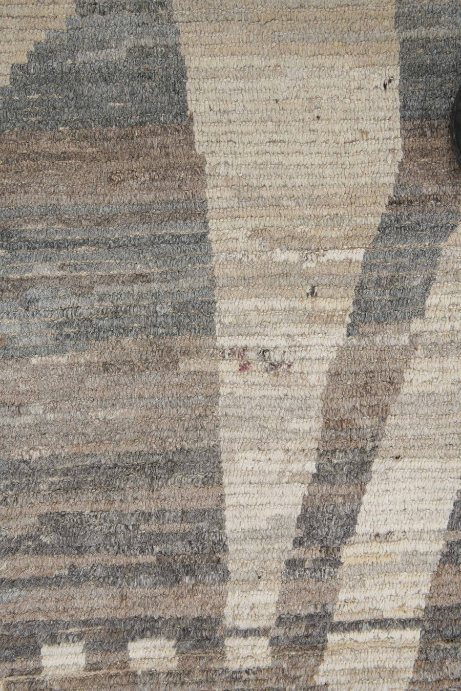 10' x 13' one-of-a-kind handmade vintage Tulu large size rug. Color palette: ivory, taupe, charcoal, brown, cream, pale_blue