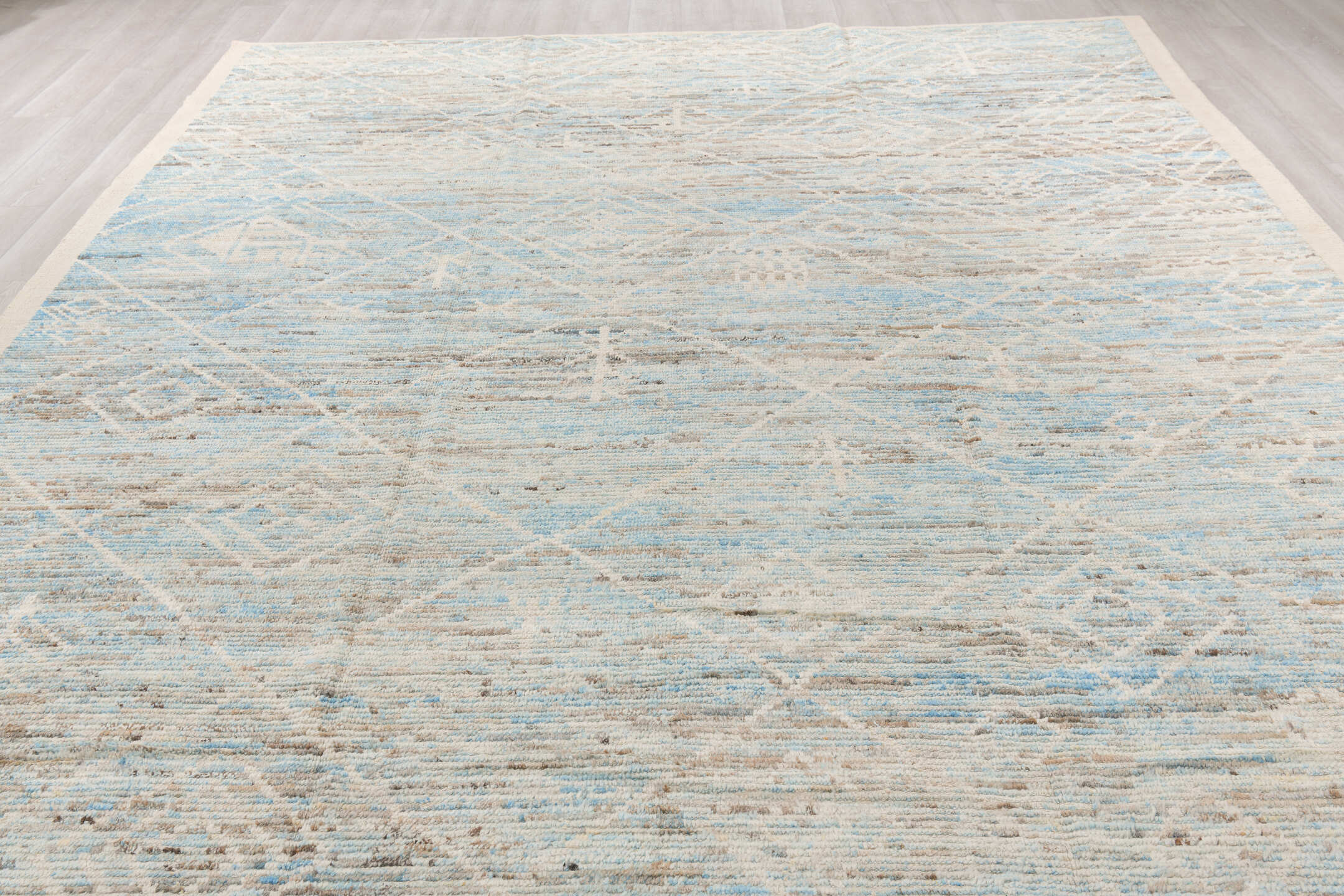 10' x 13' one-of-a-kind handmade vintage Tulu large size rug. Color palette: brown, gainsboro, gray, light gray