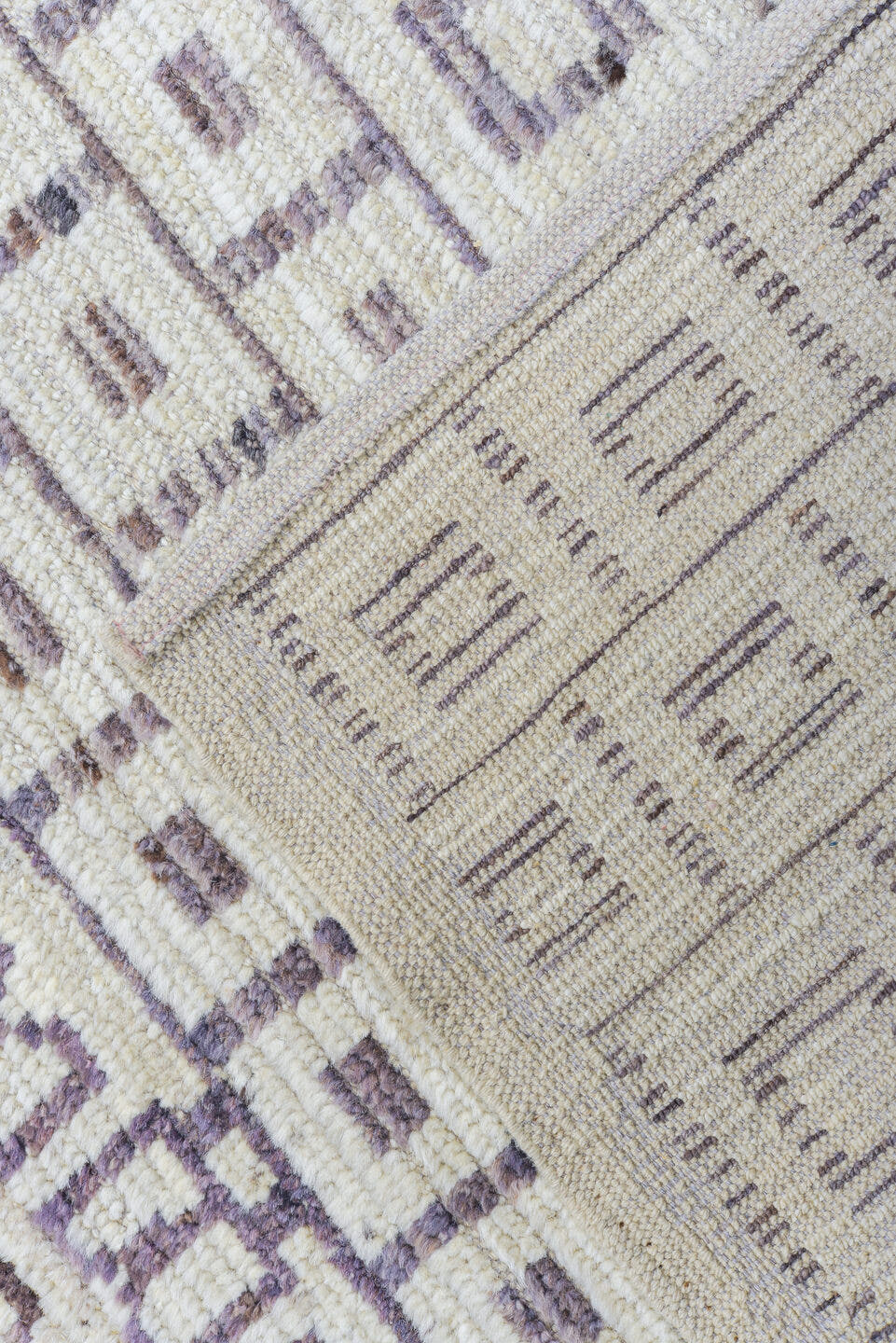 9' x 12' one-of-a-kind handmade vintage Tulu large size rug. Color palette: ivory, taupe, brown, charcoal, beige, gray