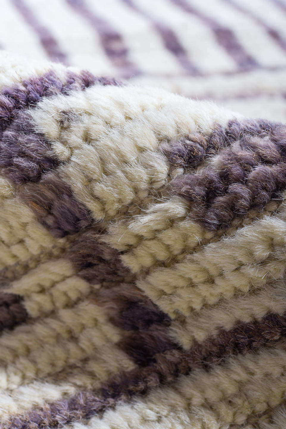 9' x 12' one-of-a-kind handmade vintage Tulu large size rug. Color palette: ivory, taupe, brown, charcoal, beige, gray