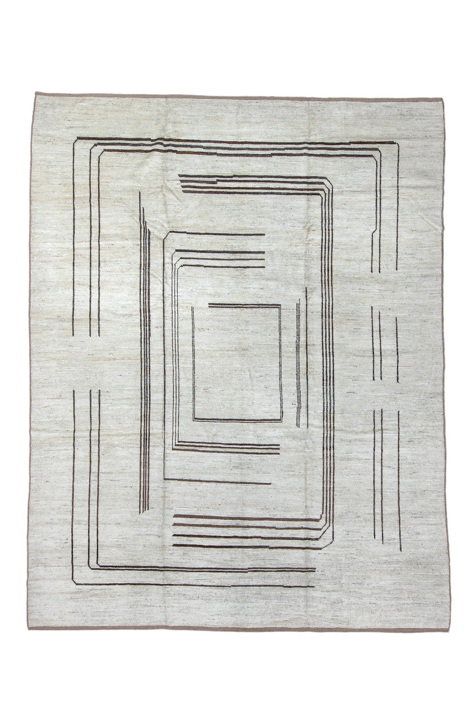 9' x 12' one-of-a-kind handmade vintage Tulu large size rug. Color palette: black, charcoal, dark gray, gainsboro, gray