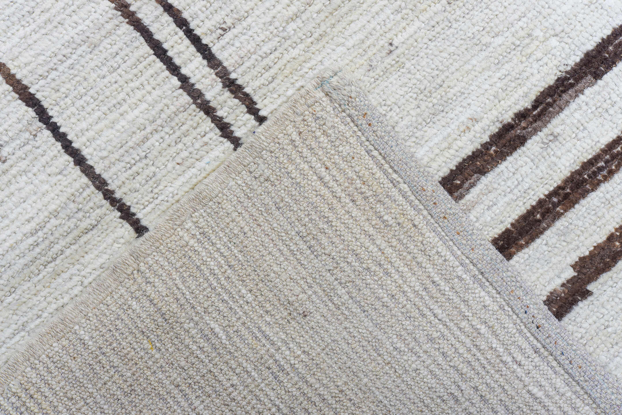 9' x 11' one-of-a-kind handmade vintage Tulu large size rug. Color palette: ivory, taupe, gray, cream, beige
