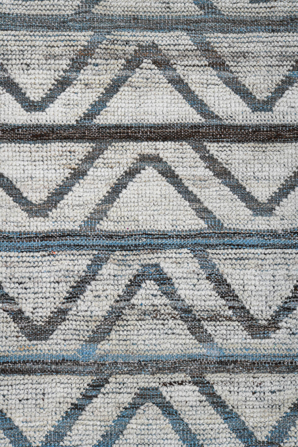 9' x 13' one-of-a-kind handmade vintage Tulu large size rug. Color palette: black, blue, charcoal, dark gray, dim gray