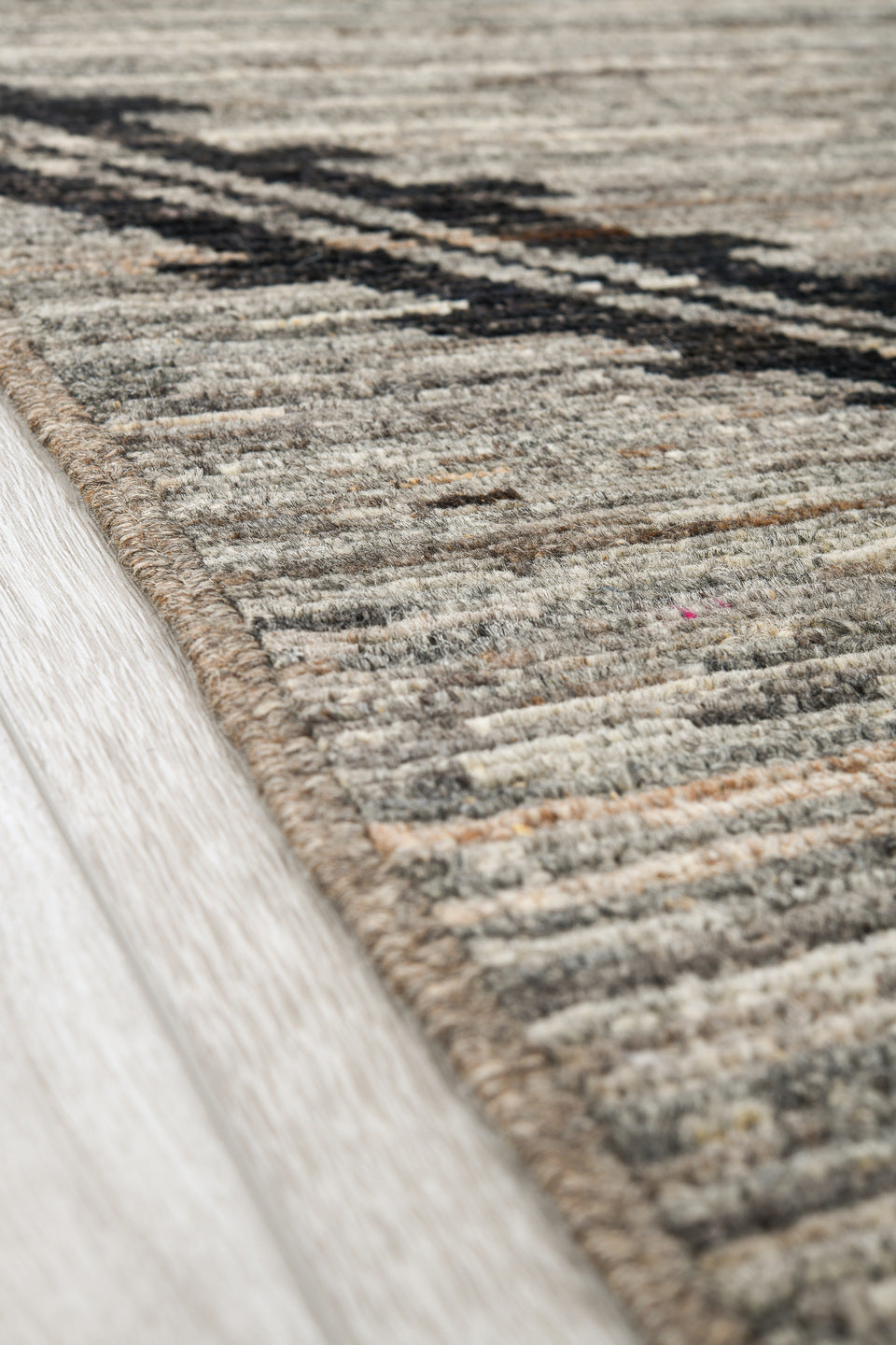 7' x 10' one-of-a-kind handmade vintage Tulu large size rug. Color palette: black, charcoal, dark gray, gray, light gray