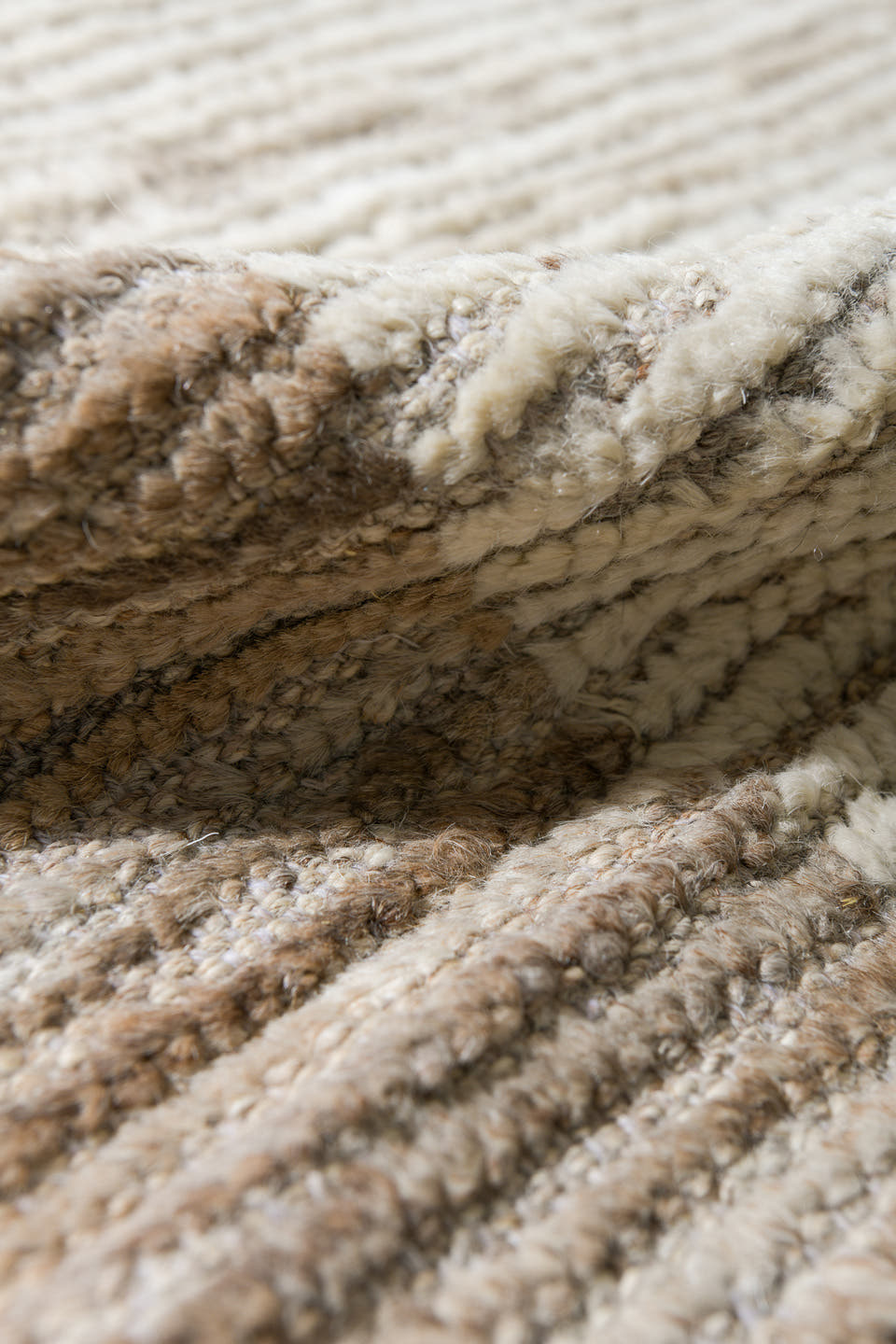 10' x 14' one-of-a-kind handmade vintage Tulu oversize rug. Color palette: ivory, camel, taupe, cream, beige, gray