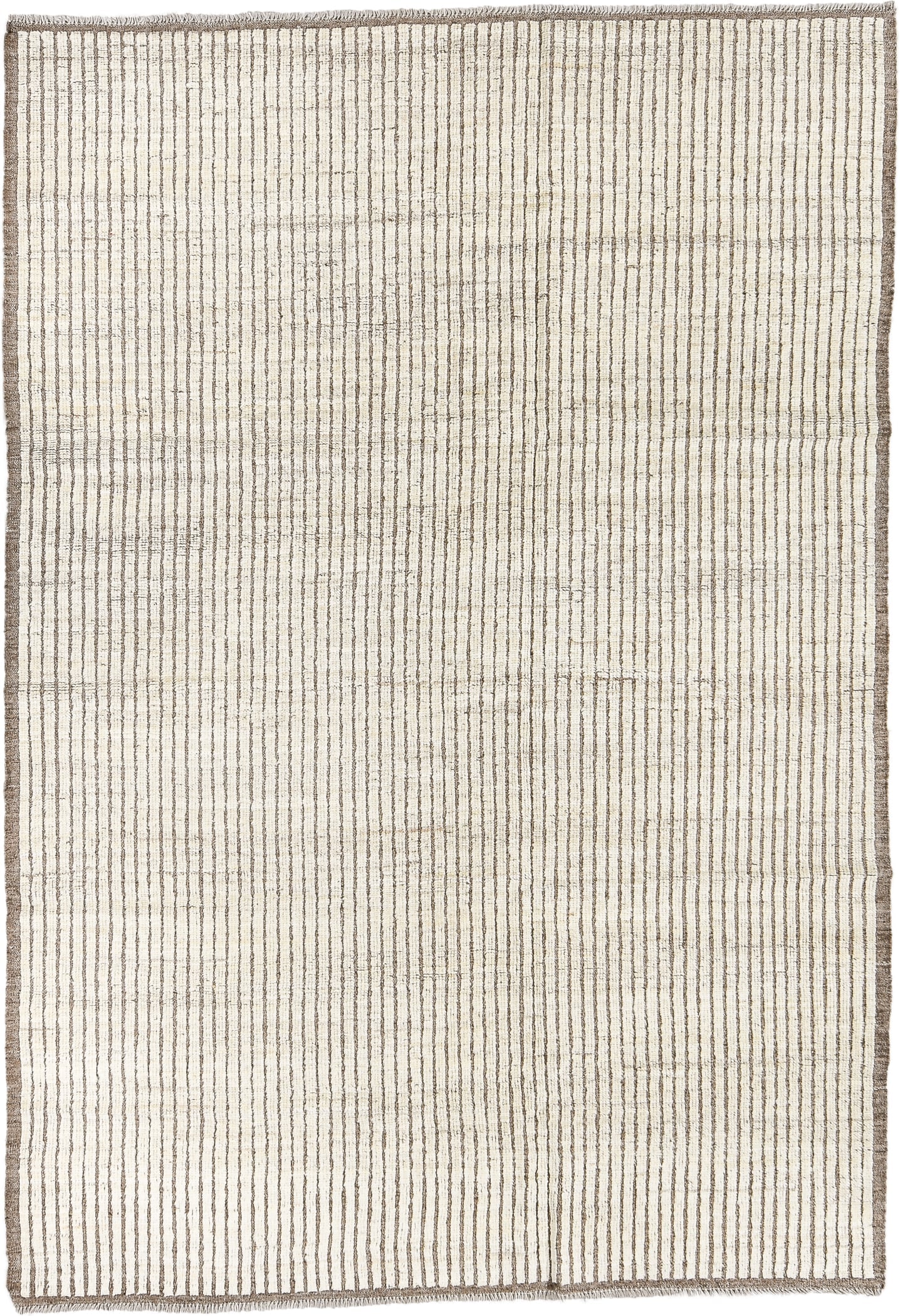 5' x 8' one-of-a-kind handmade vintage Tulu medium size rug. Color palette: ivory, taupe, brown, cream, beige, gray