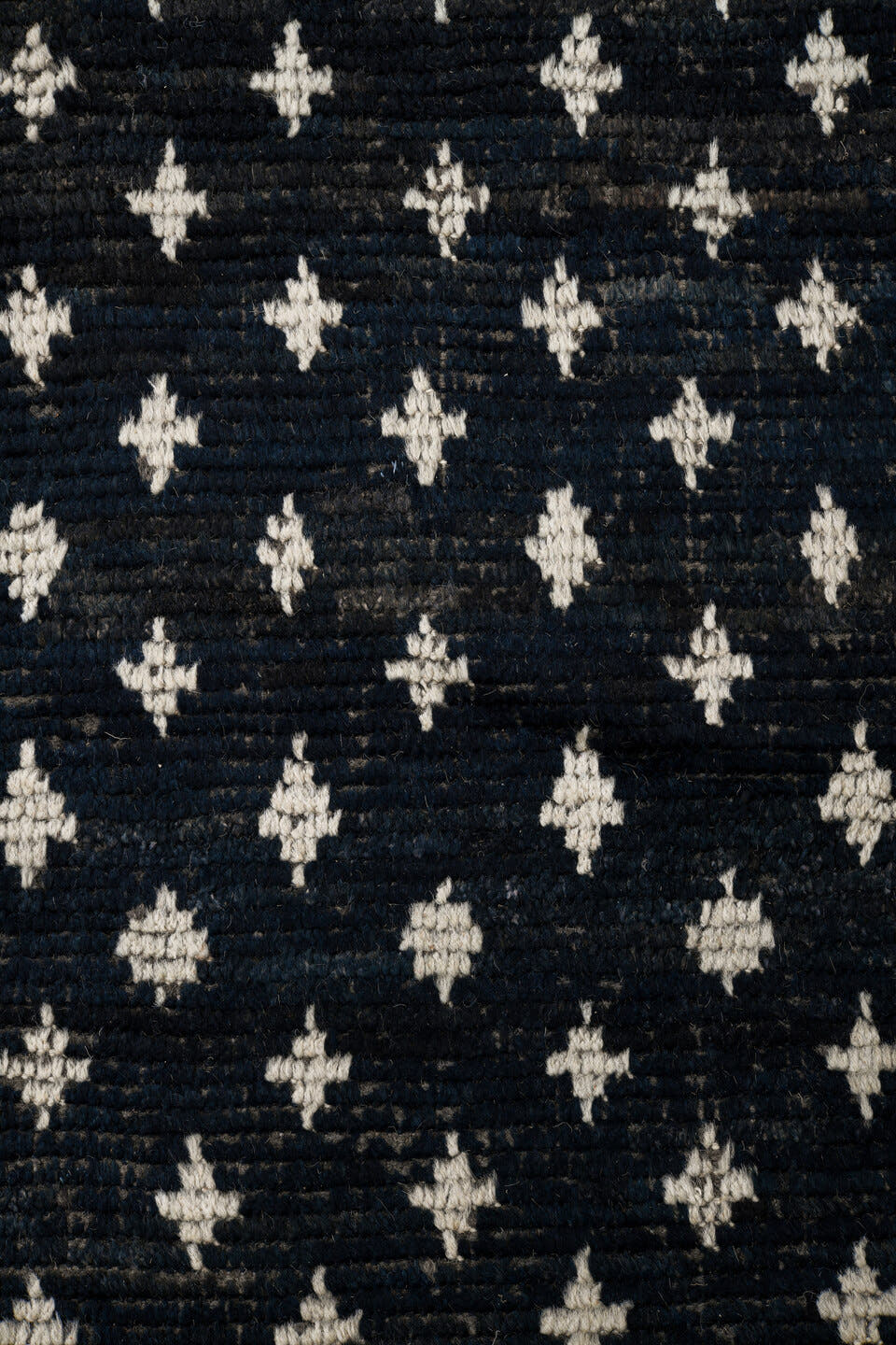 11' x 13' one-of-a-kind handmade vintage Tulu oversize rug. Color palette: charcoal, ivory, slate, blue gray, taupe, black