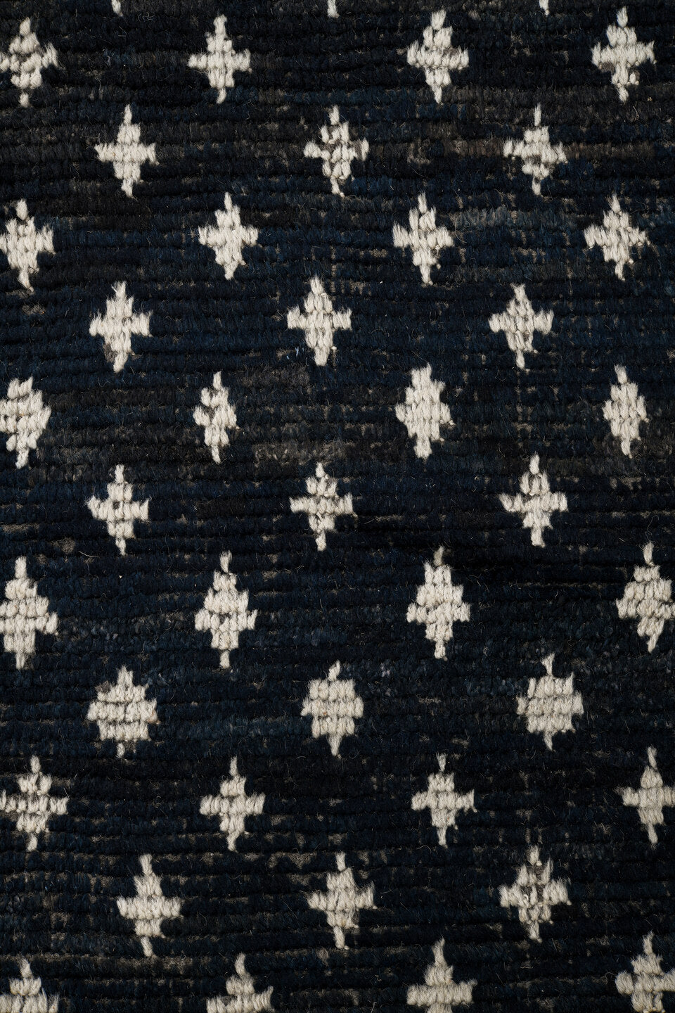 11' x 13' one-of-a-kind handmade vintage Tulu oversize rug. Color palette: charcoal, ivory, slate, blue gray, taupe, black