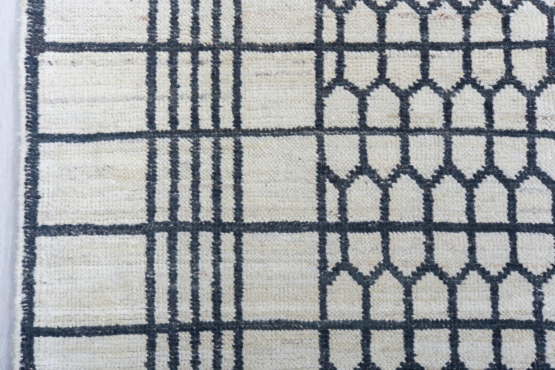 8' x 10' one-of-a-kind handmade vintage Tulu large size rug. Color palette: ivory, charcoal, gray, black