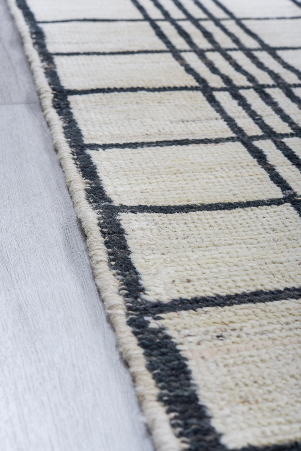 8' x 10' one-of-a-kind handmade vintage Tulu large size rug. Color palette: ivory, charcoal, gray, black
